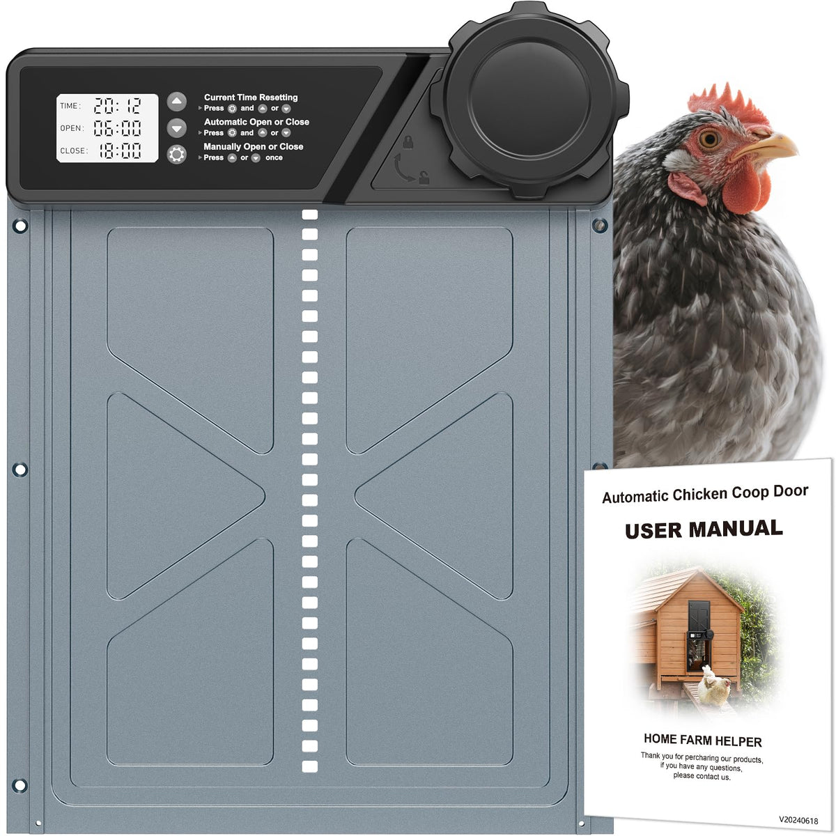 CHAMUTY front panel showing closed door and sturdy frame for secure coop access