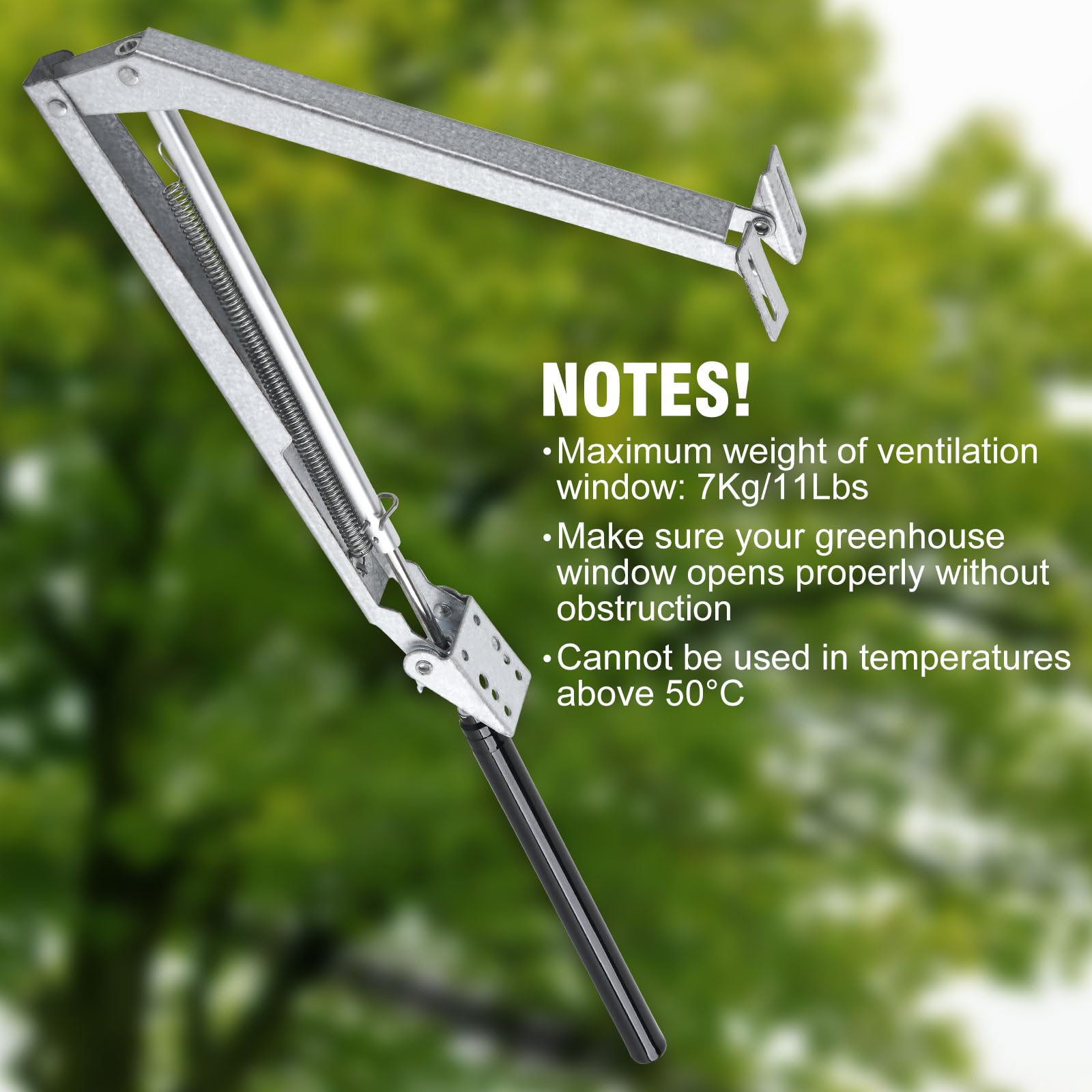 CHANGE MOORE installed on greenhouse vent showing automatic opening for airflow control