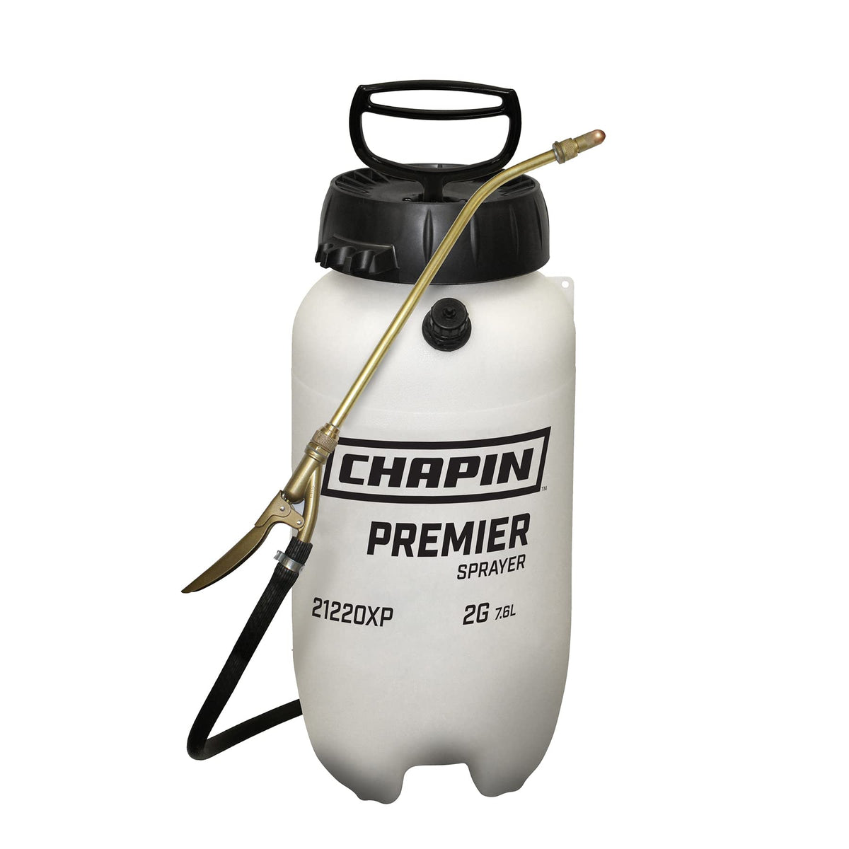 CHAPIN front view of 21220XP sprayer showing tank and handle for easy transport