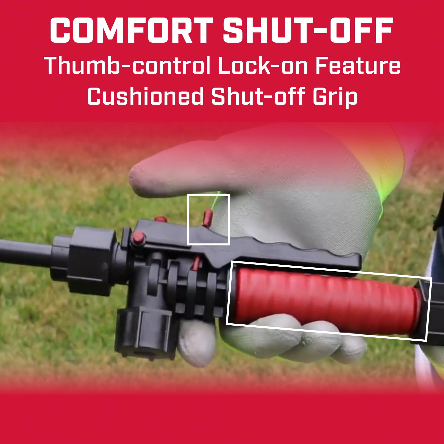 CHAPIN poly wand and reinforced PVC hose close-up showing reach and flexibility