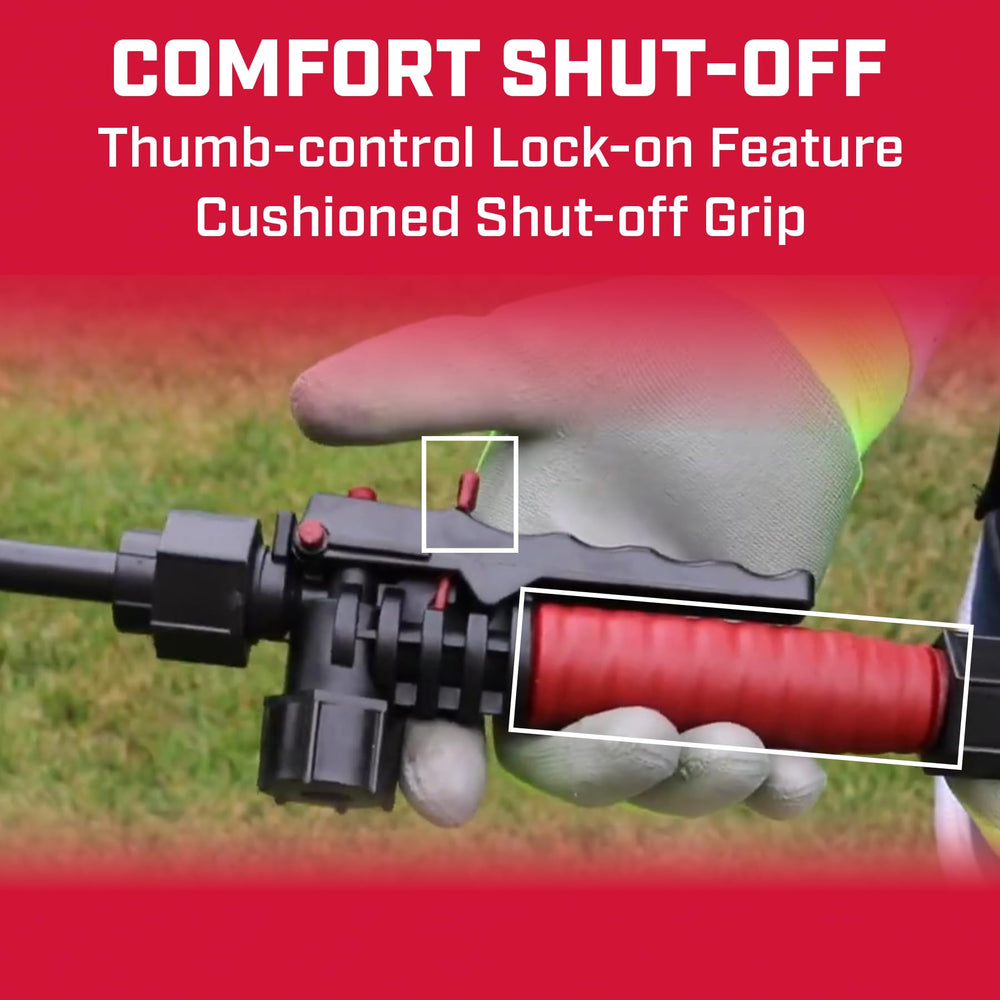 CHAPIN poly wand and reinforced PVC hose close-up showing reach and flexibility
