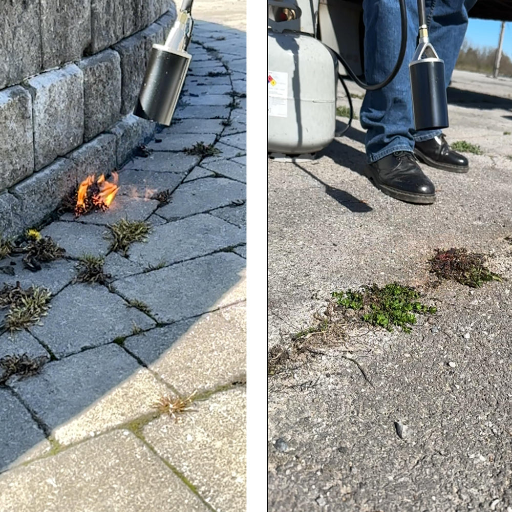 CHAPIN torch applied to brick and roof demonstrating thawing and maintenance use