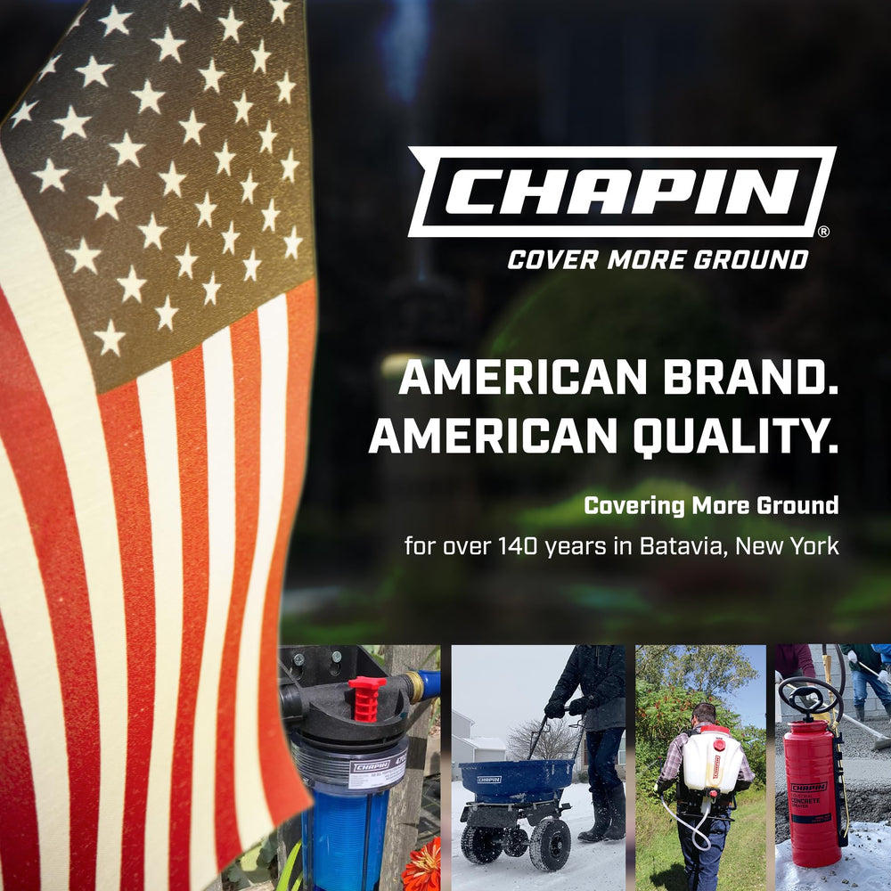 CHAPIN product label and warranty info showing trusted brand support benefit