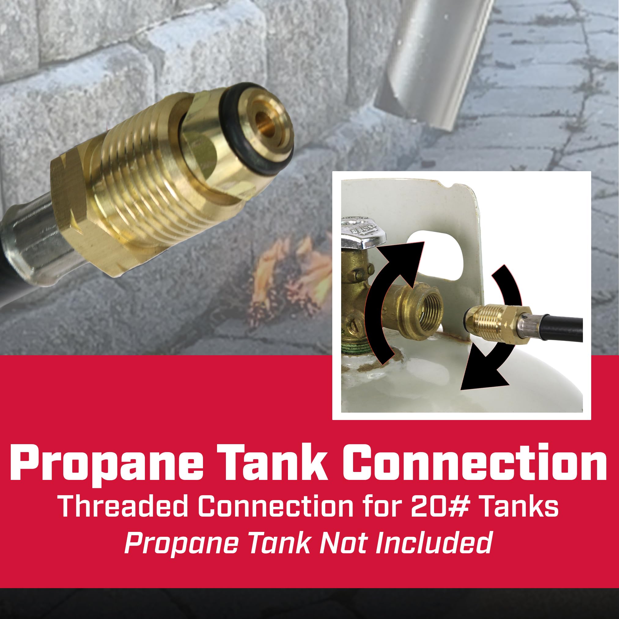 CHAPIN torch beside a 20 lb propane tank showing correct scale and compatibility