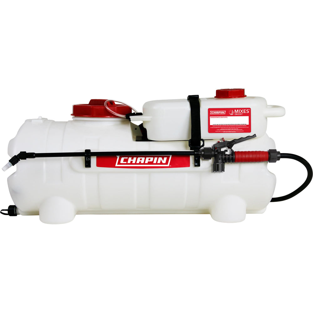 CHAPIN front mounted sprayer on ATV showing compact fit and mobility