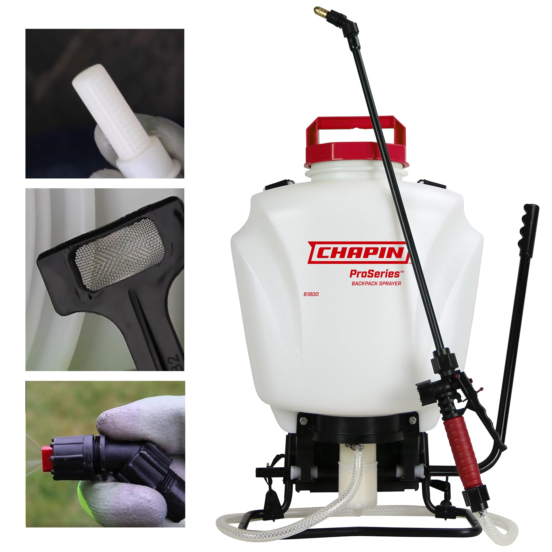 CHAPIN backpack sprayer front view showing tank and straps for comfortable carrying
