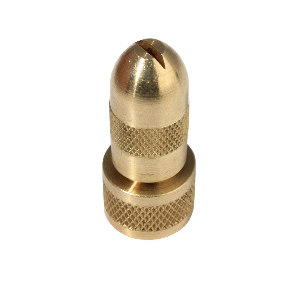 Chapin brass fan nozzle close-up showing even spray for precise coverage