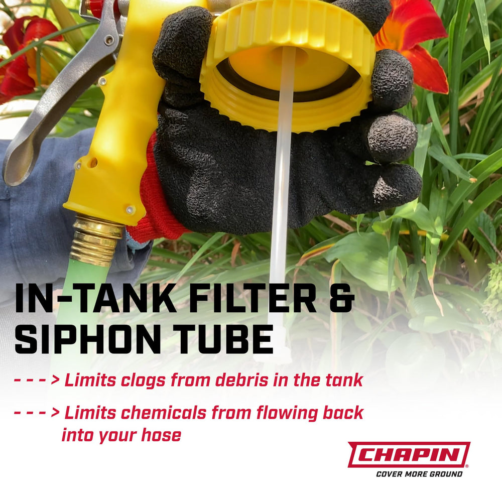 CHAPIN concentrate tank detail highlighting 32 oz chemical-resistant reservoir benefit