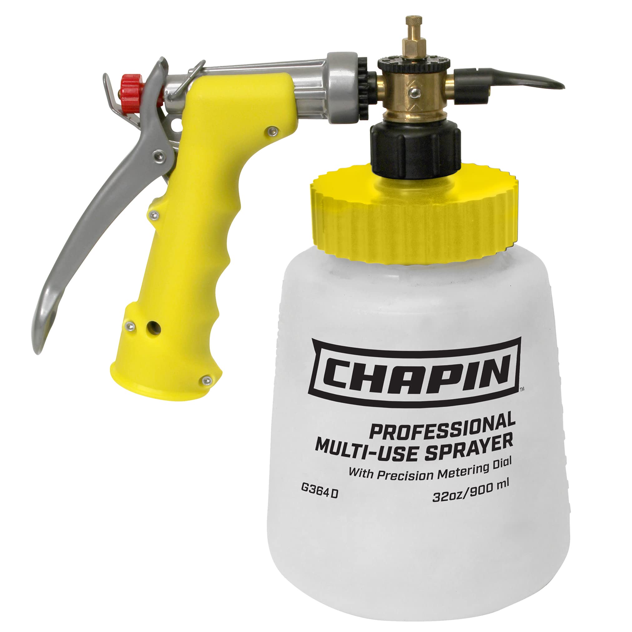 CHAPIN front view sprayer showing hose attachment and handle for easy application