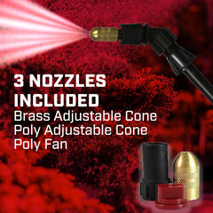 CHAPIN collection of brass, cone, and fan nozzles laid out for spray versatility