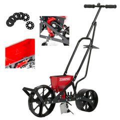 CHAPIN front view of push seeder showing frame and hopper for ergonomic planting