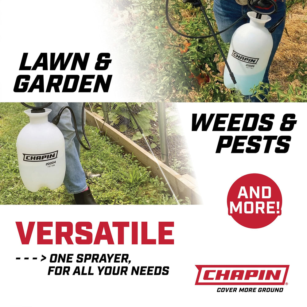 CHAPIN sprayer being used to spot-treat weeds in a garden for precise, efficient application