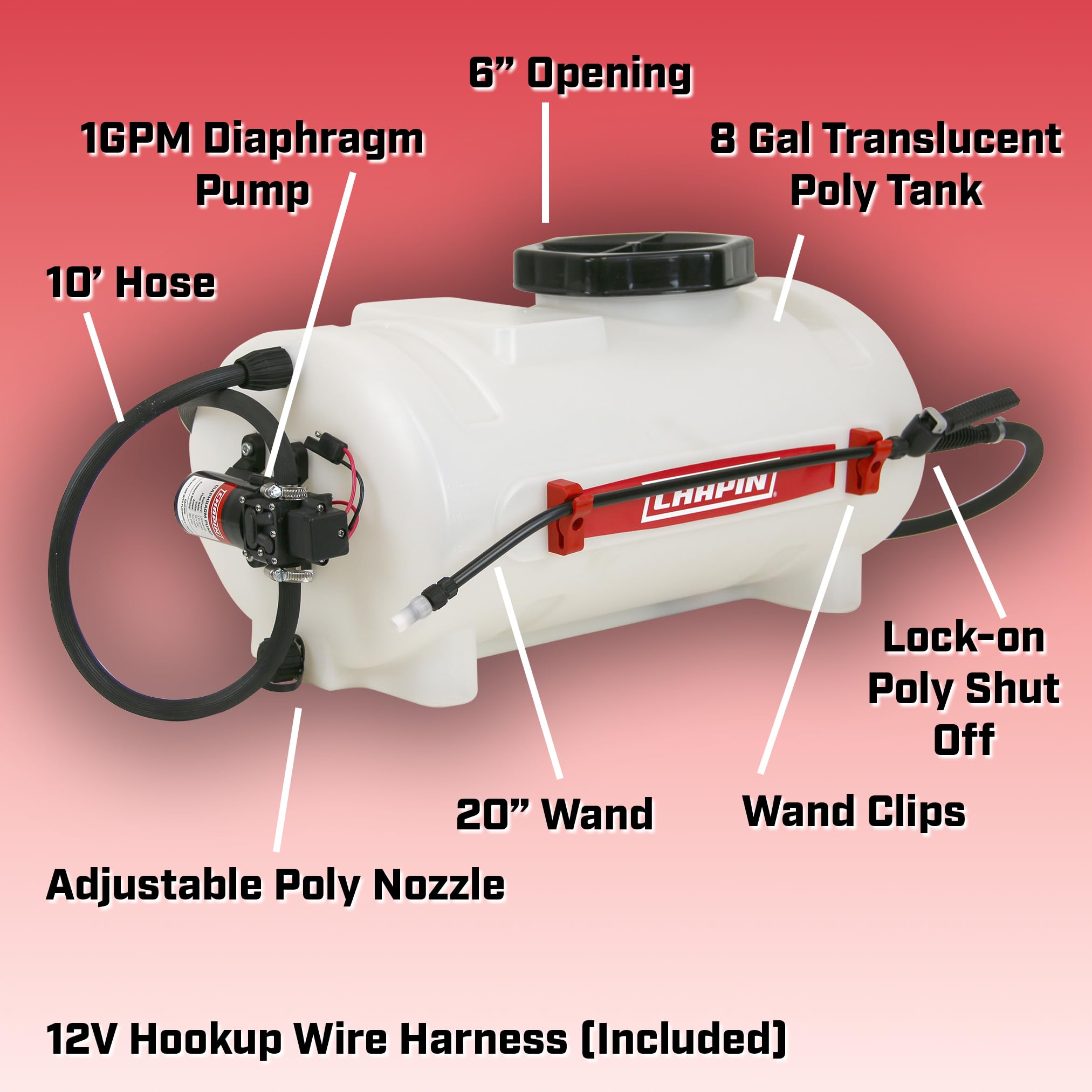 CHAPIN close-up of poly tank highlighting chemical resistance benefit