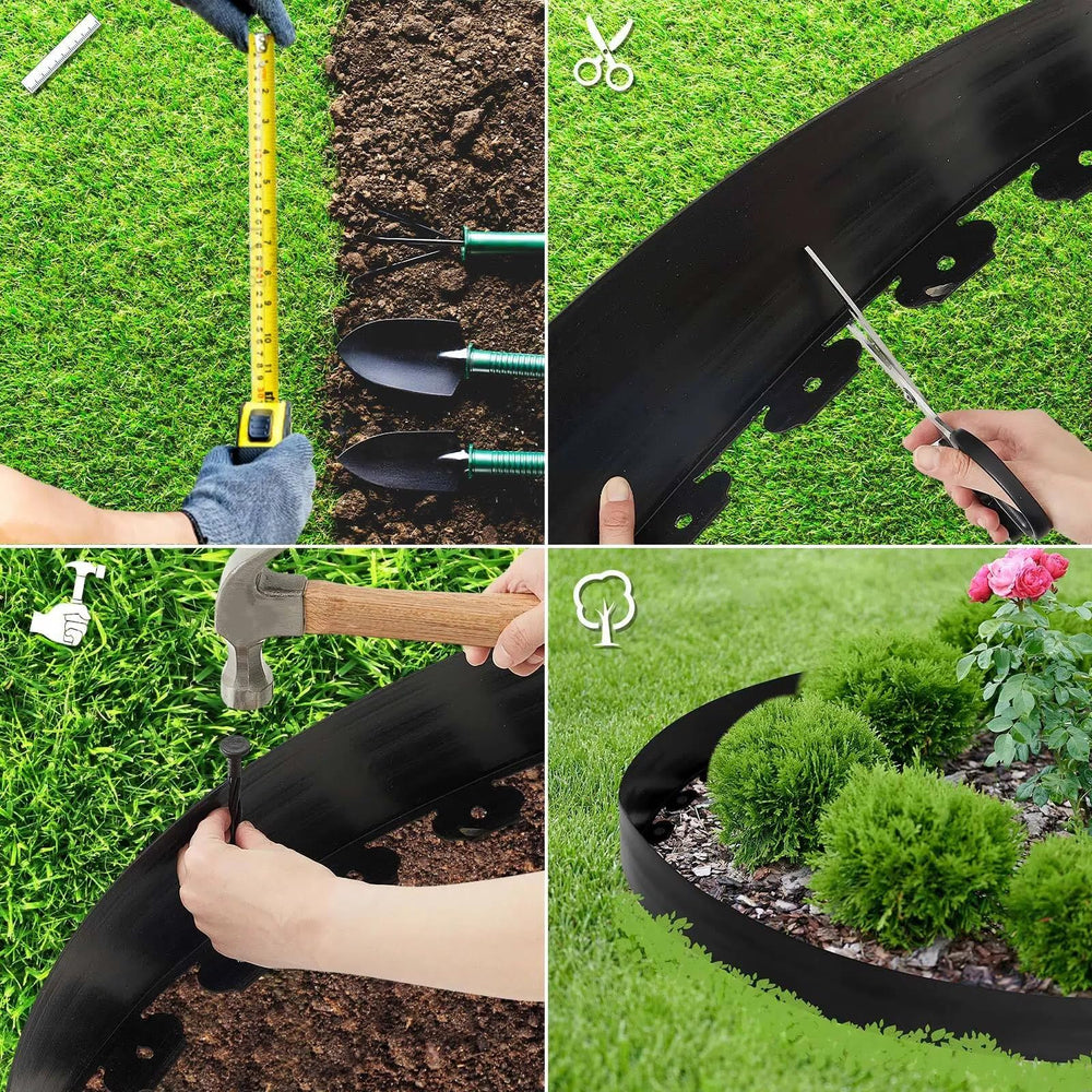 Chapou installed curved border demonstrating tidy garden separation benefit