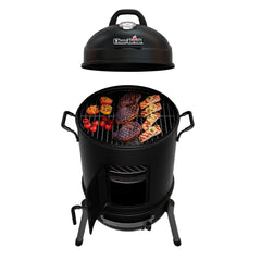 Char-Broil front view showing bullet smoker and durable finish for reliable performance