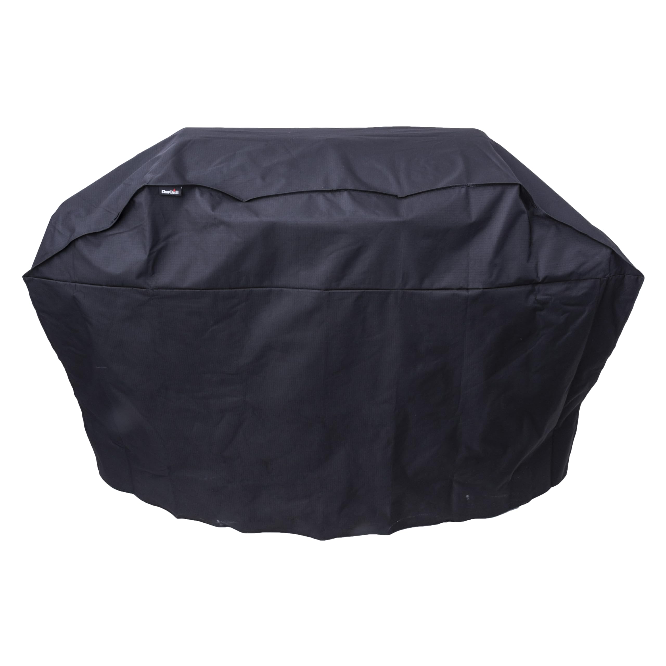 Char-Broil front view of cover on a 72 inch grill showing full weather protection and neat fit