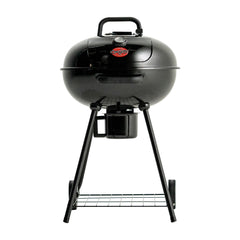 Char-Griller 22-inch kettle full front view showing cooking area and lid benefit