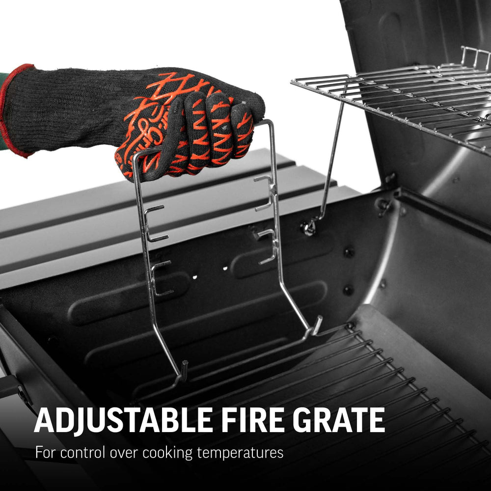 Adjustable fire grate mechanism on Char-Griller enabling precise heat control during cooks