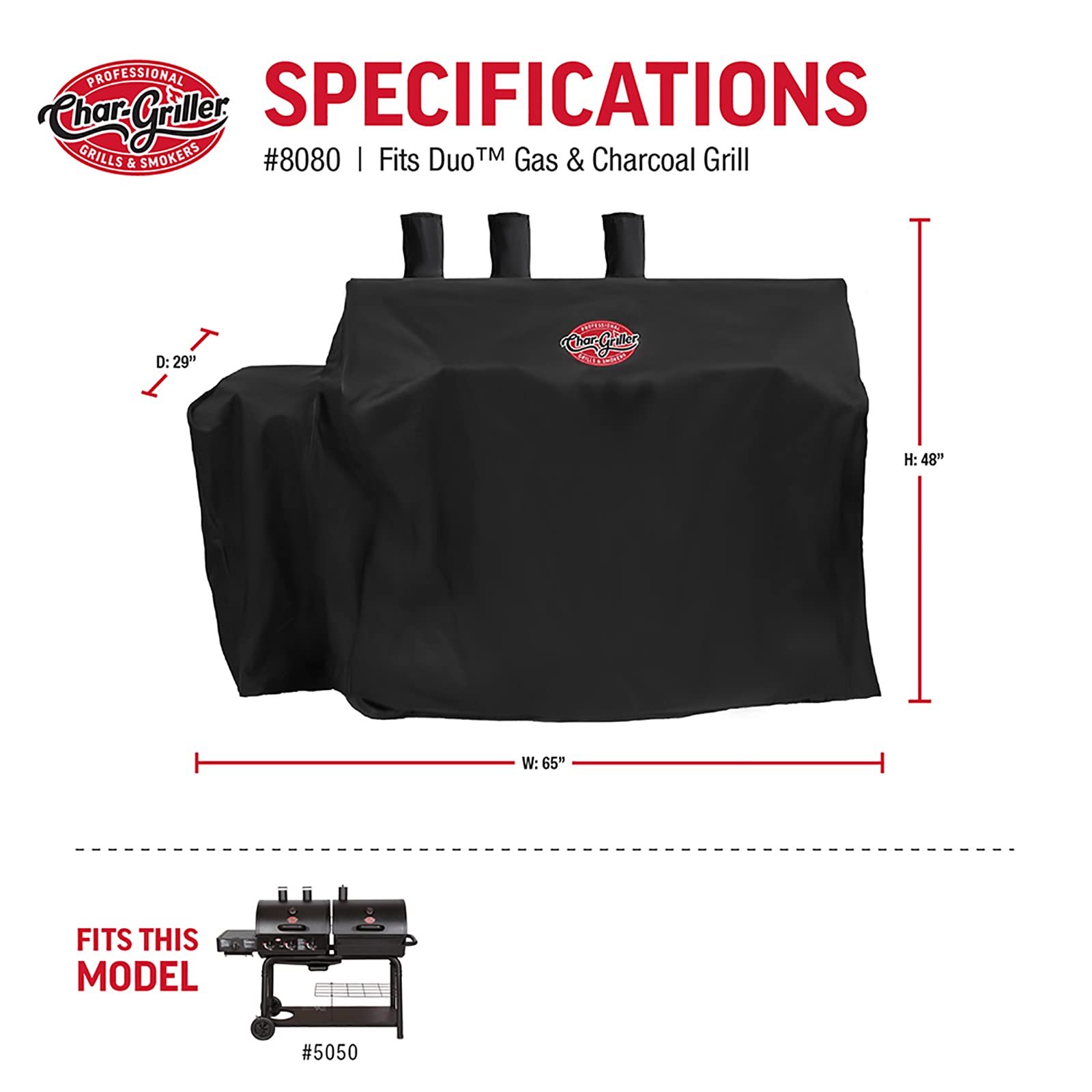 Char-Griller cover folded compact for storage demonstrating easy handling