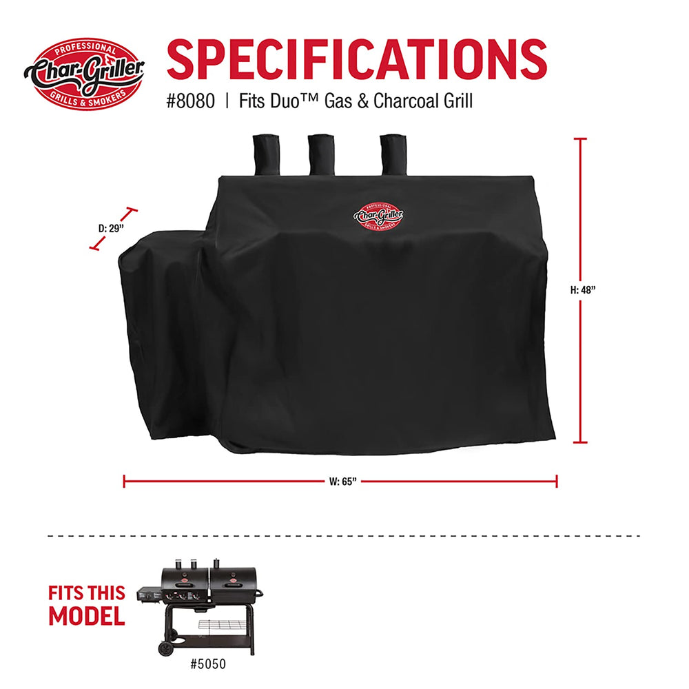 Char-Griller cover folded compact for storage demonstrating easy handling