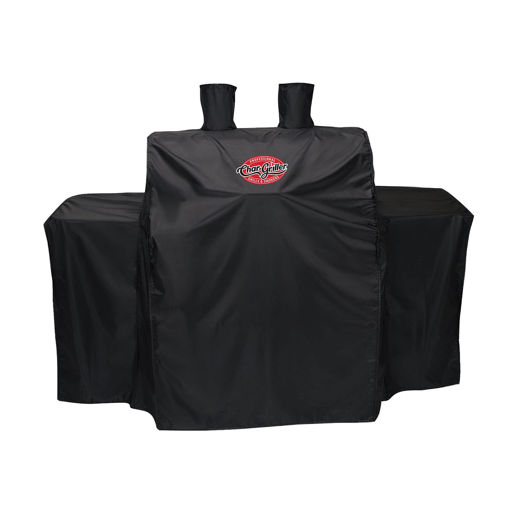 Char-Griller front view showing full-length cover protecting grill