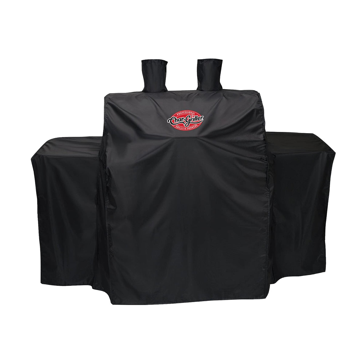 Char-Griller front view showing full-length cover protecting grill