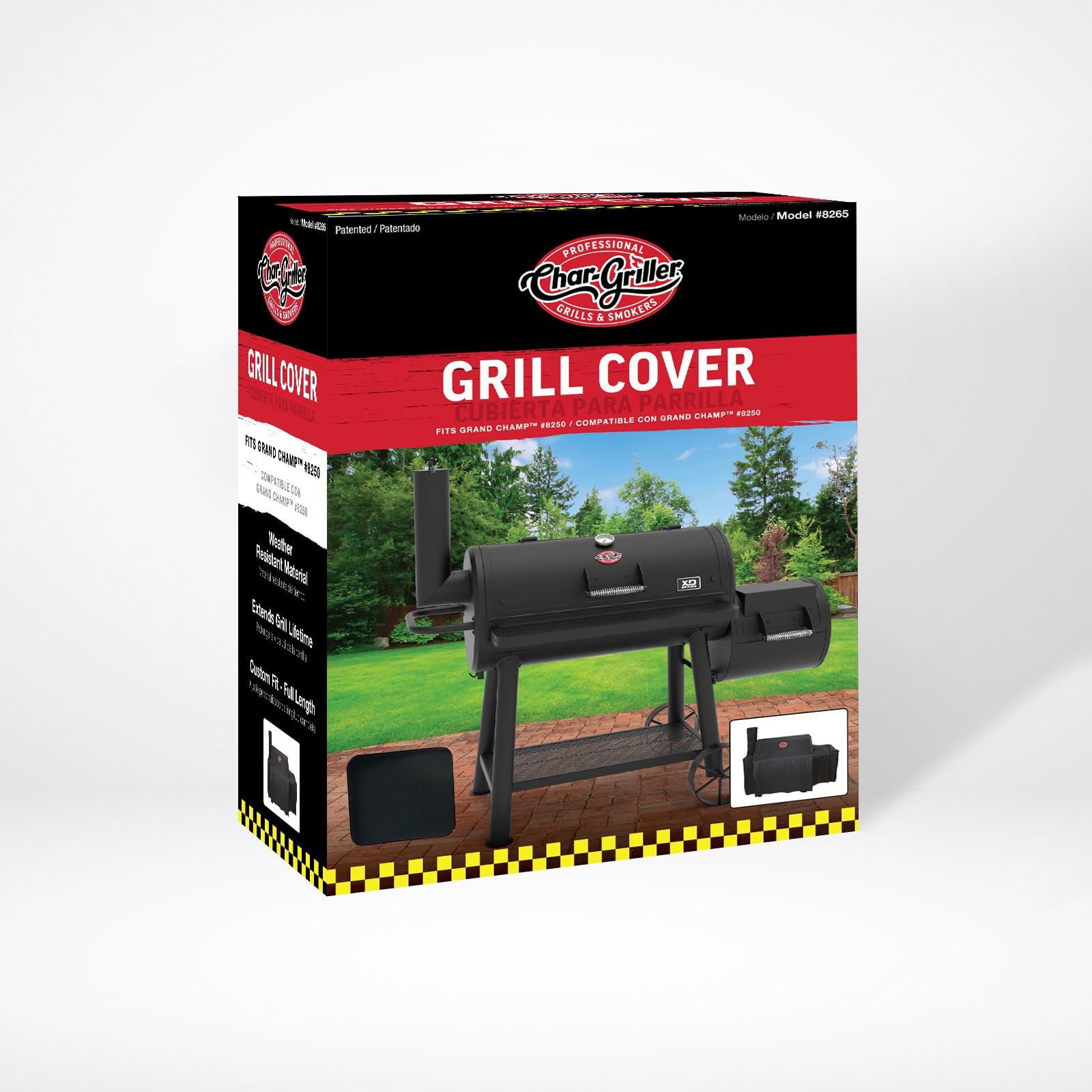 Char-Griller side shelf under cover demonstrating full-coverage protection