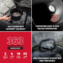 Char-Griller grill grate and lifter detail showing safe handling benefit