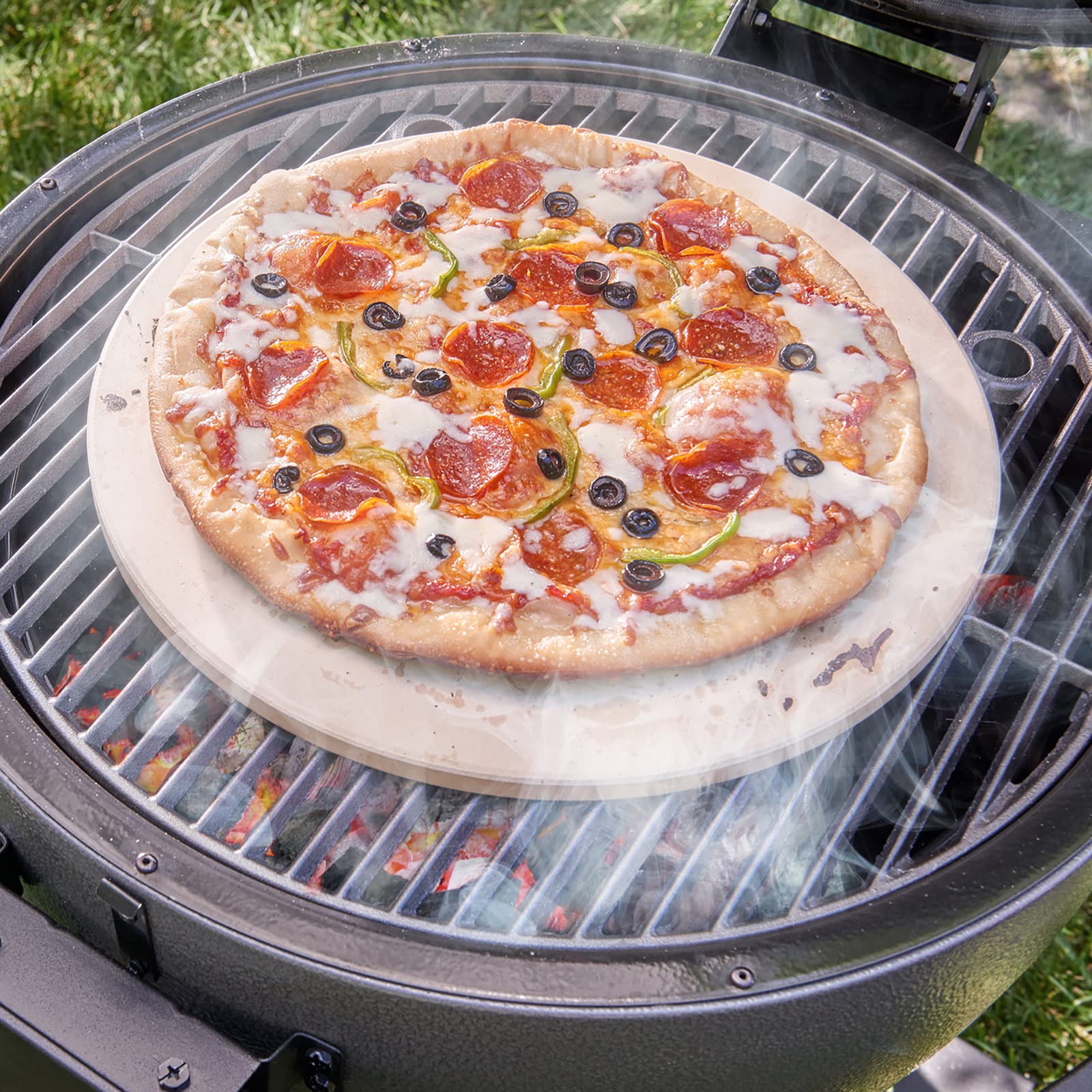 Char‑Griller pizza stone close‑up cordierite texture for crisp crusts