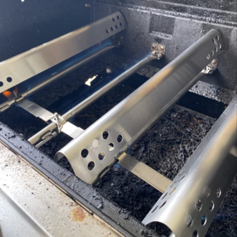 Charbrofire close-up of stainless tube burners highlighting consistent flame delivery