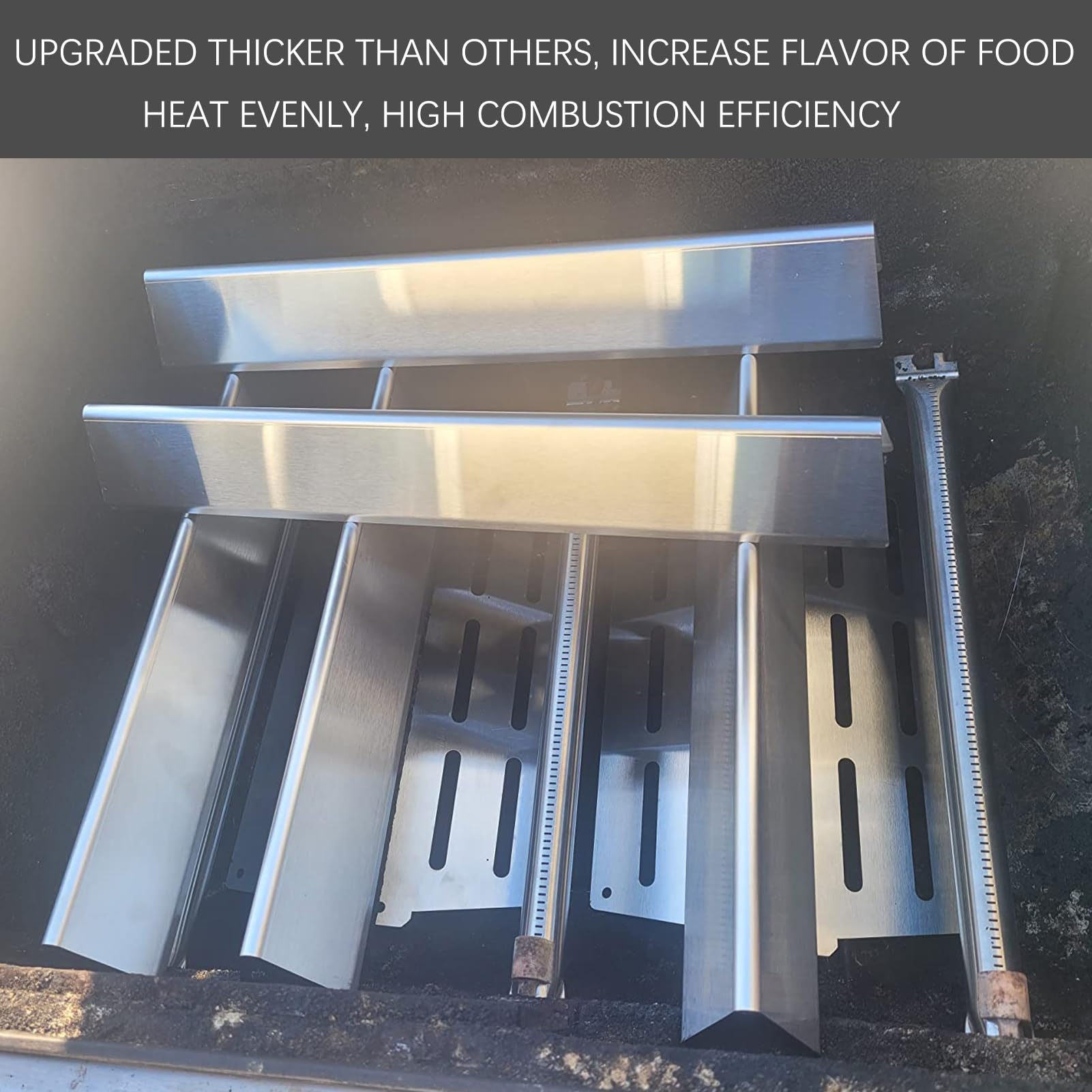 Charbrofire close-up of flavorizer bars showing heavy stainless texture benefit