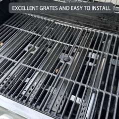 Charbrofire close-up of matte enamel cast iron rods highlighting heat retention