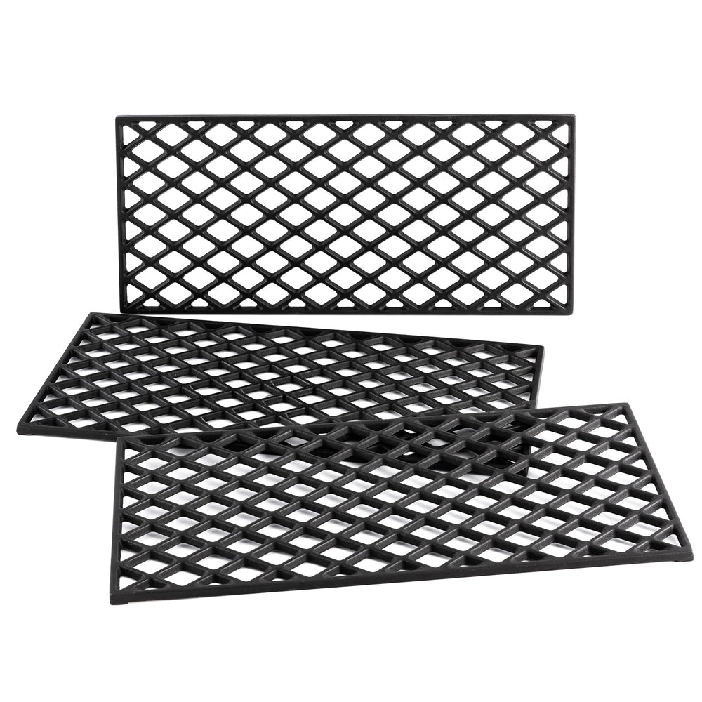 Charbrofire front view of three-piece grates showing full coverage and durability