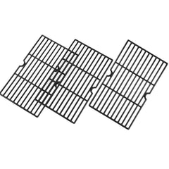 Charbrofire front view of three porcelain enamel cast iron grates showing durable design and fit