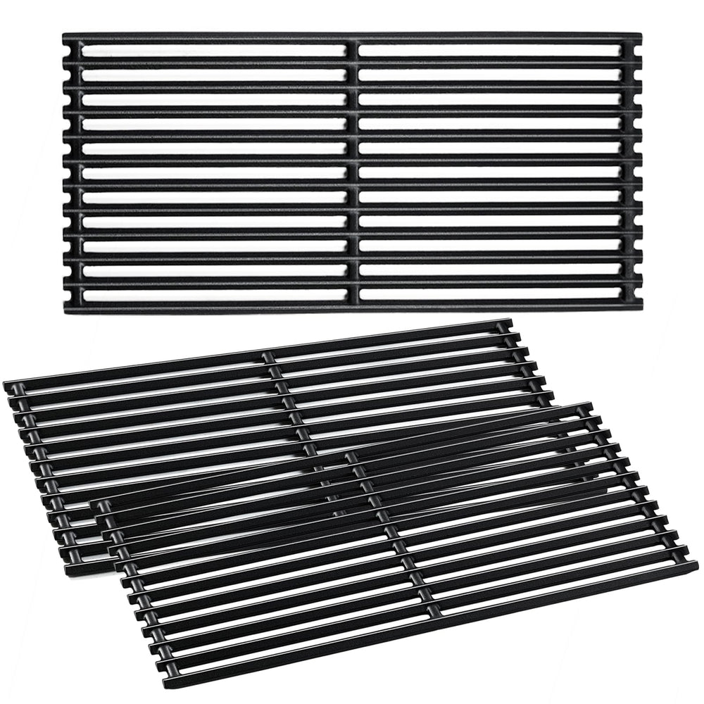 Charbrofire front view of replacement grates showing full cooking surface and fit