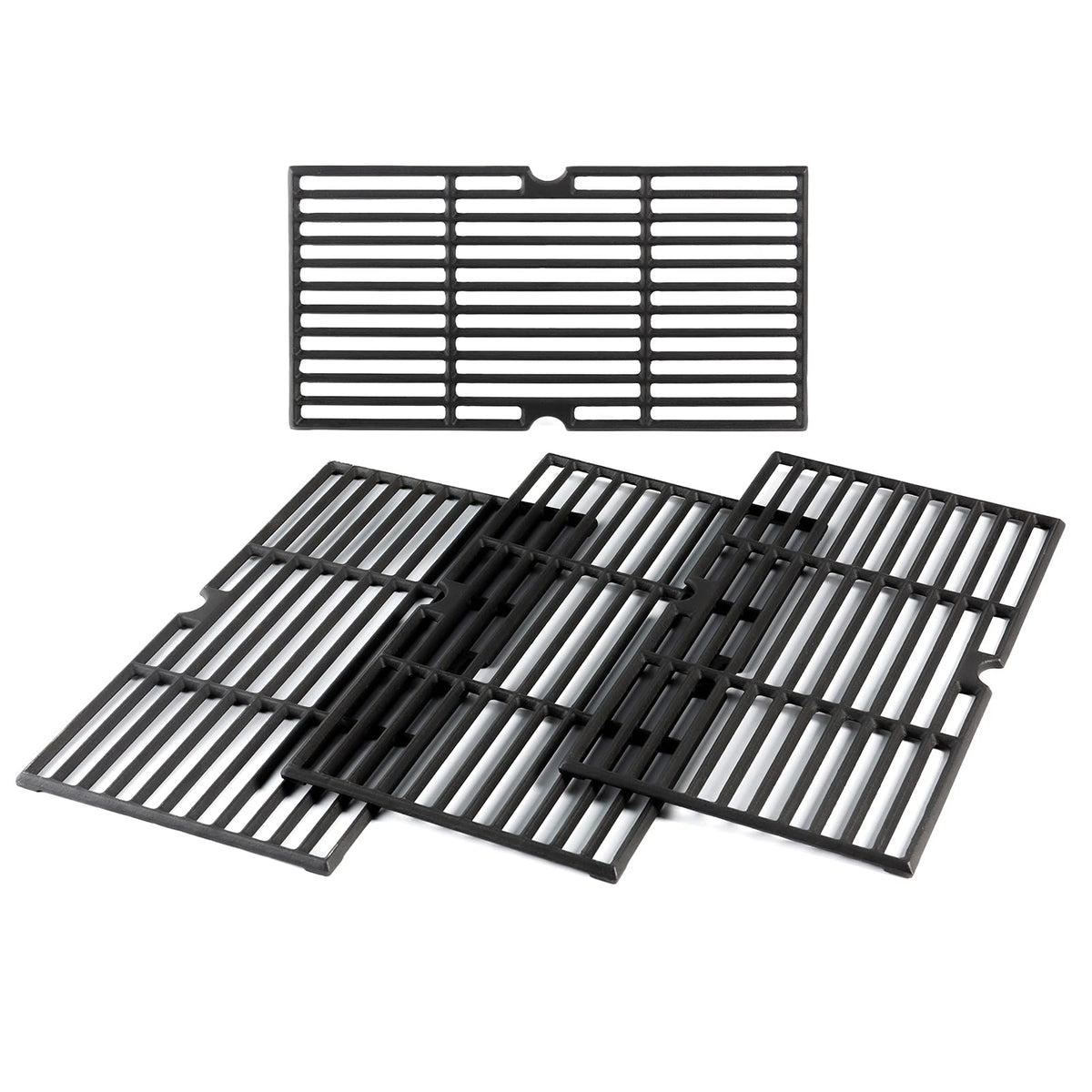 Charbrofire front view showing four matte enamel cast iron grates and full coverage benefit