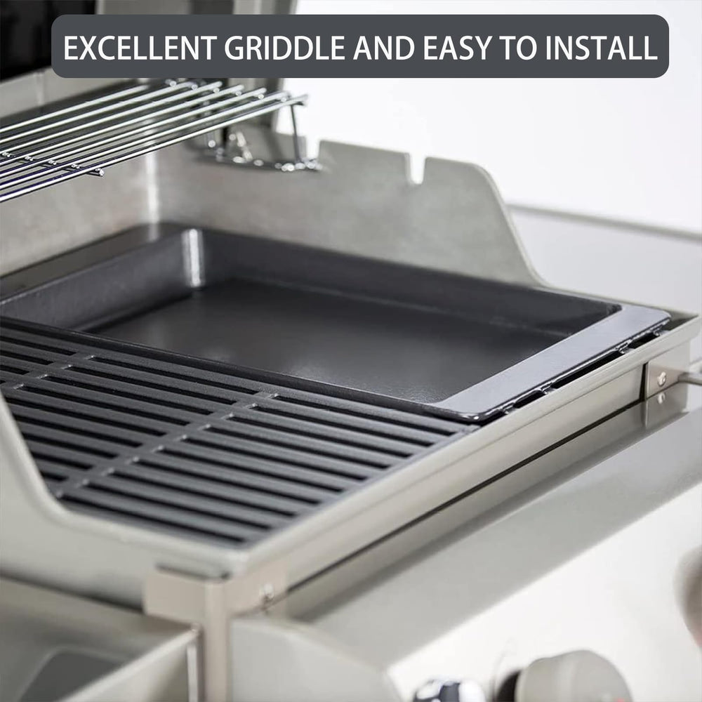 Charbrofire griddle installed in a Weber Genesis 300 series grill for added surface