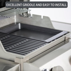 Charbrofire griddle installed in a Weber Genesis 300 series grill for added surface