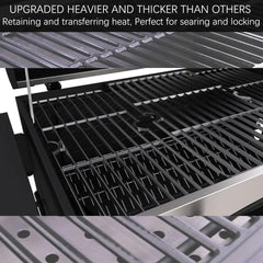 Charbrofire grates installed in a Dyna-Glo grill demonstrating improved heat distribution