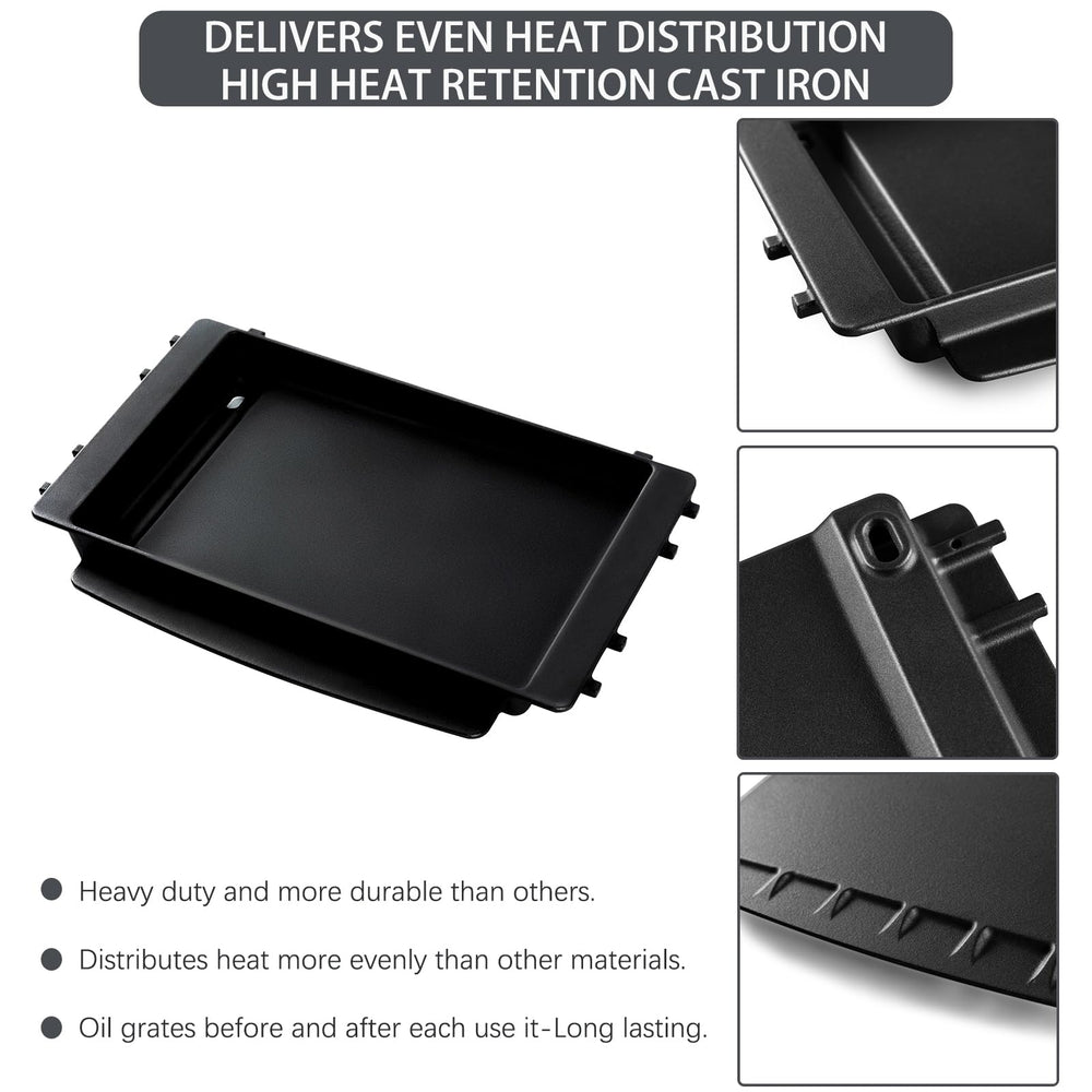 Charbrofire griddle with ruler for scale showing compact size and grill compatibility