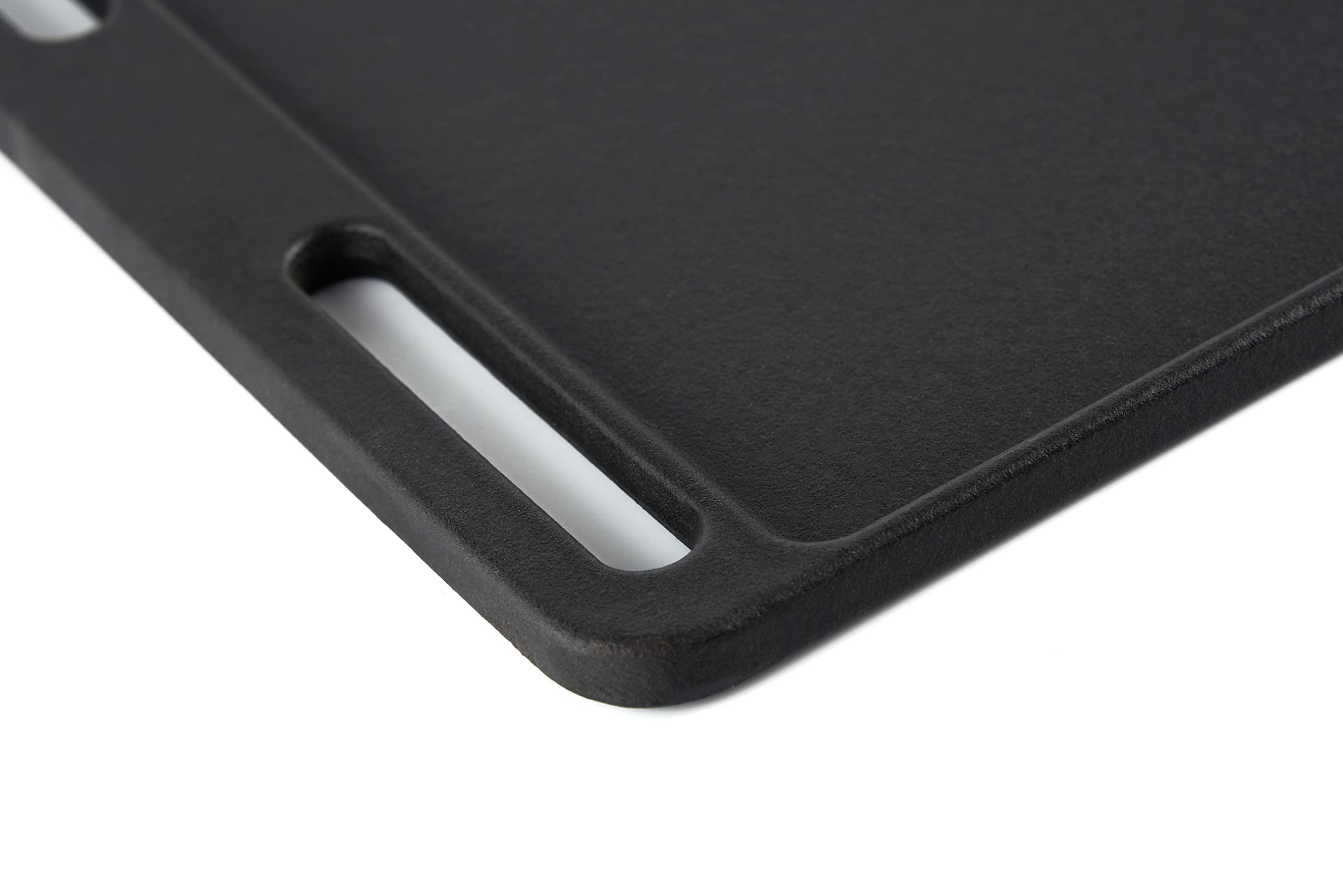 Charbrofire griddle next to ruler showing 15.4x11.6 inches for fit confirmation benefit