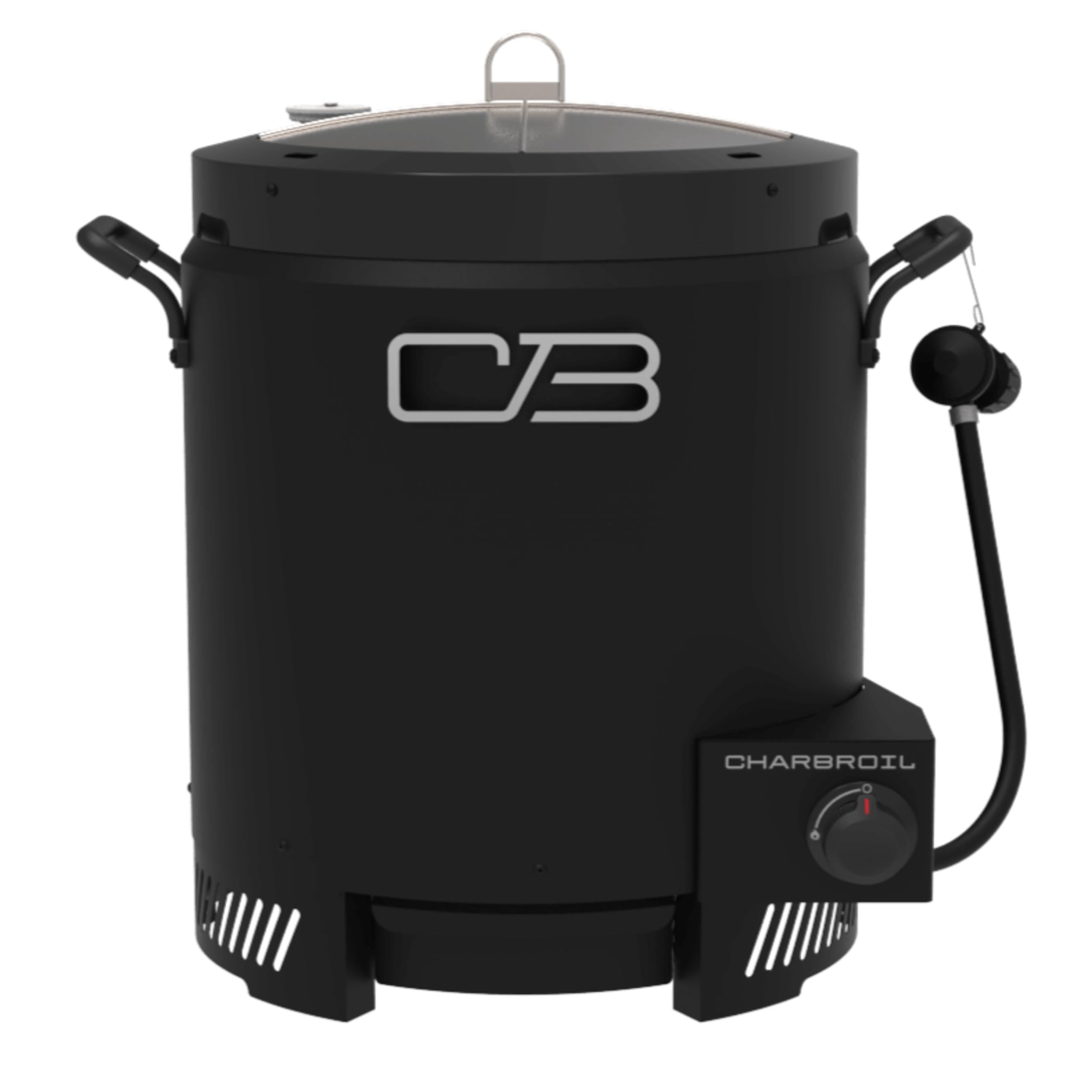 Charbroil Big Easy front view showing compact propane cooker and sturdy base