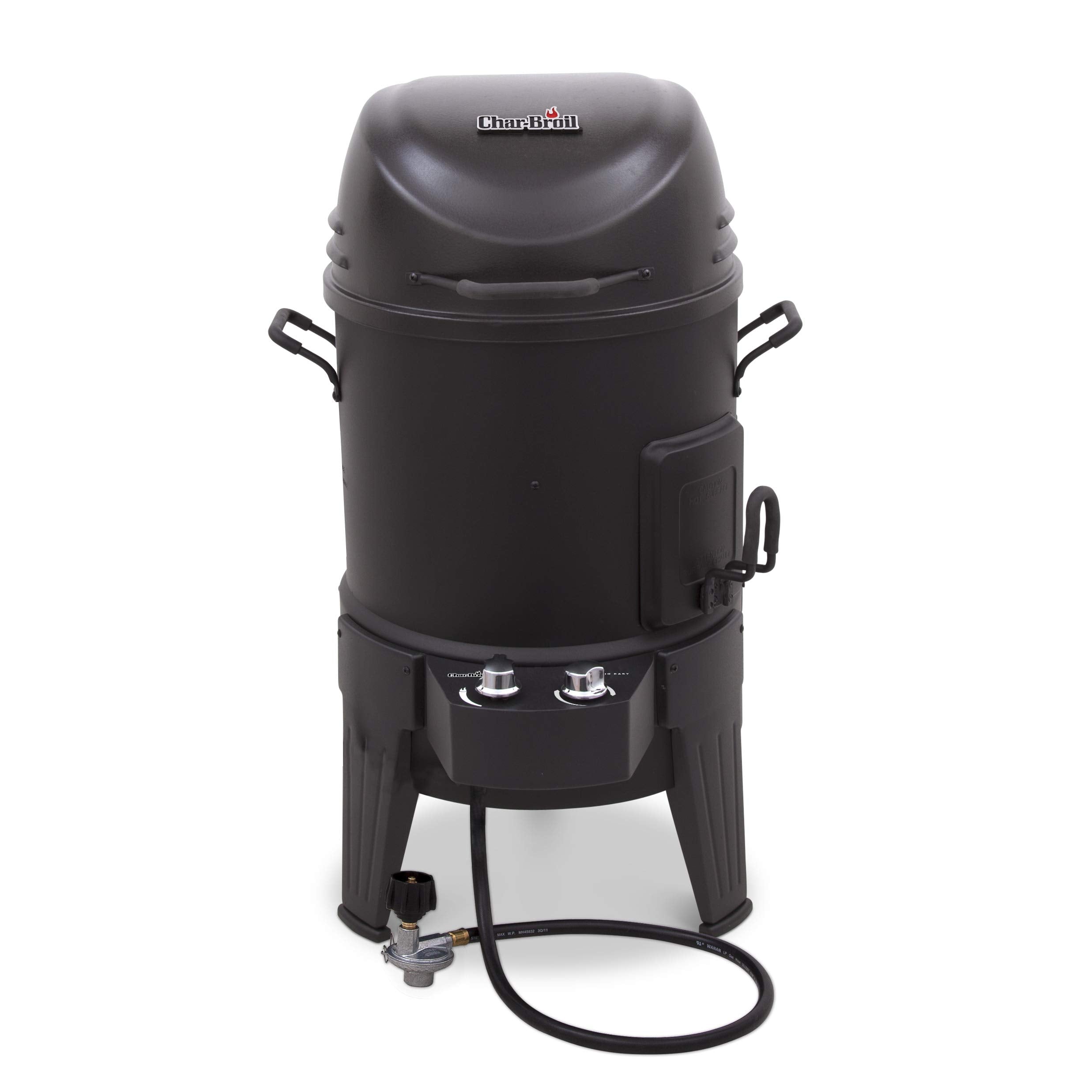 Charbroil Big Easy open with whole turkey inside demonstrating roast capacity
