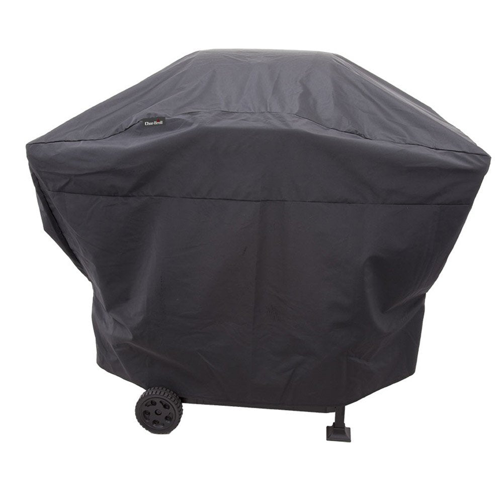 CharBroil front view showing cover fit and protection for a 2-burner grill
