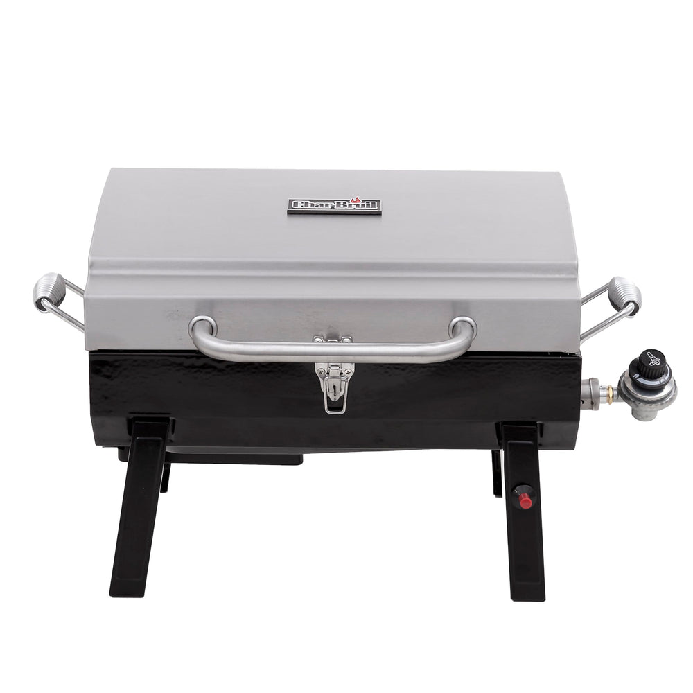 Charbroil front view stainless steel showing compact portability and durable finish