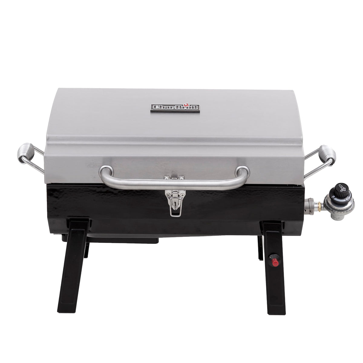 Charbroil front view stainless steel showing compact portability and durable finish