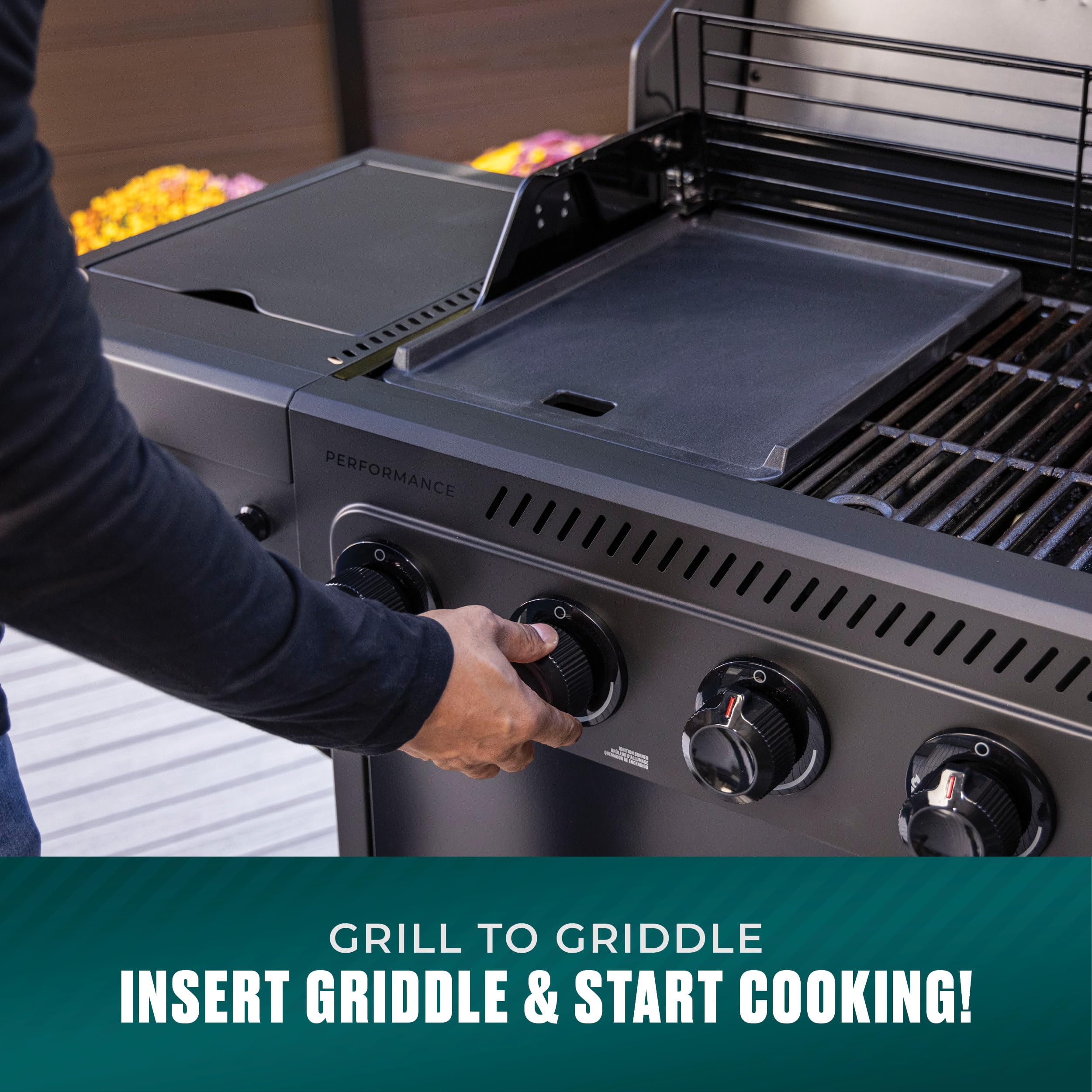Charbroil griddle cooking pancakes and bacon showing quick breakfast benefit