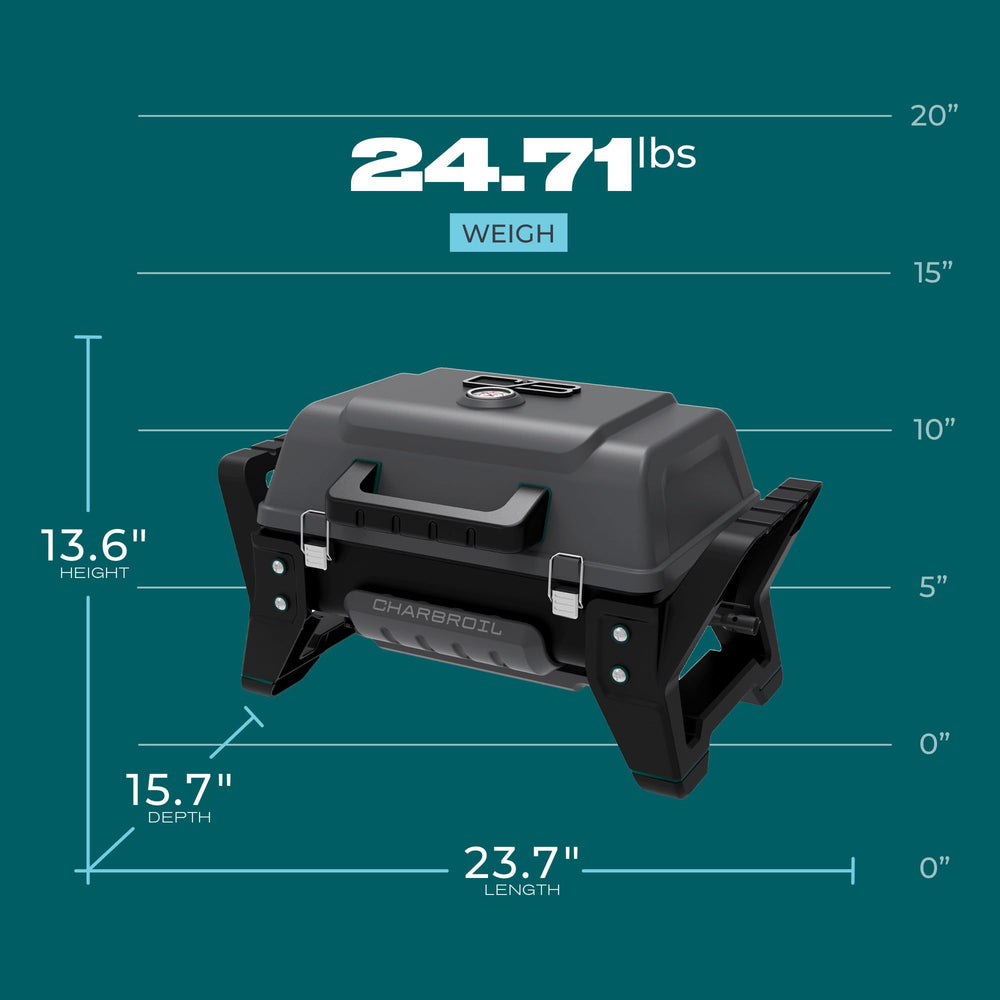 Charbroil Grill2Go X200 grilling burgers on grate, produces juicy results for small groups