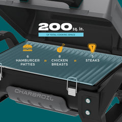 Charbroil Grill2Go X200 stainless latches and handle for secure transport and easy carrying