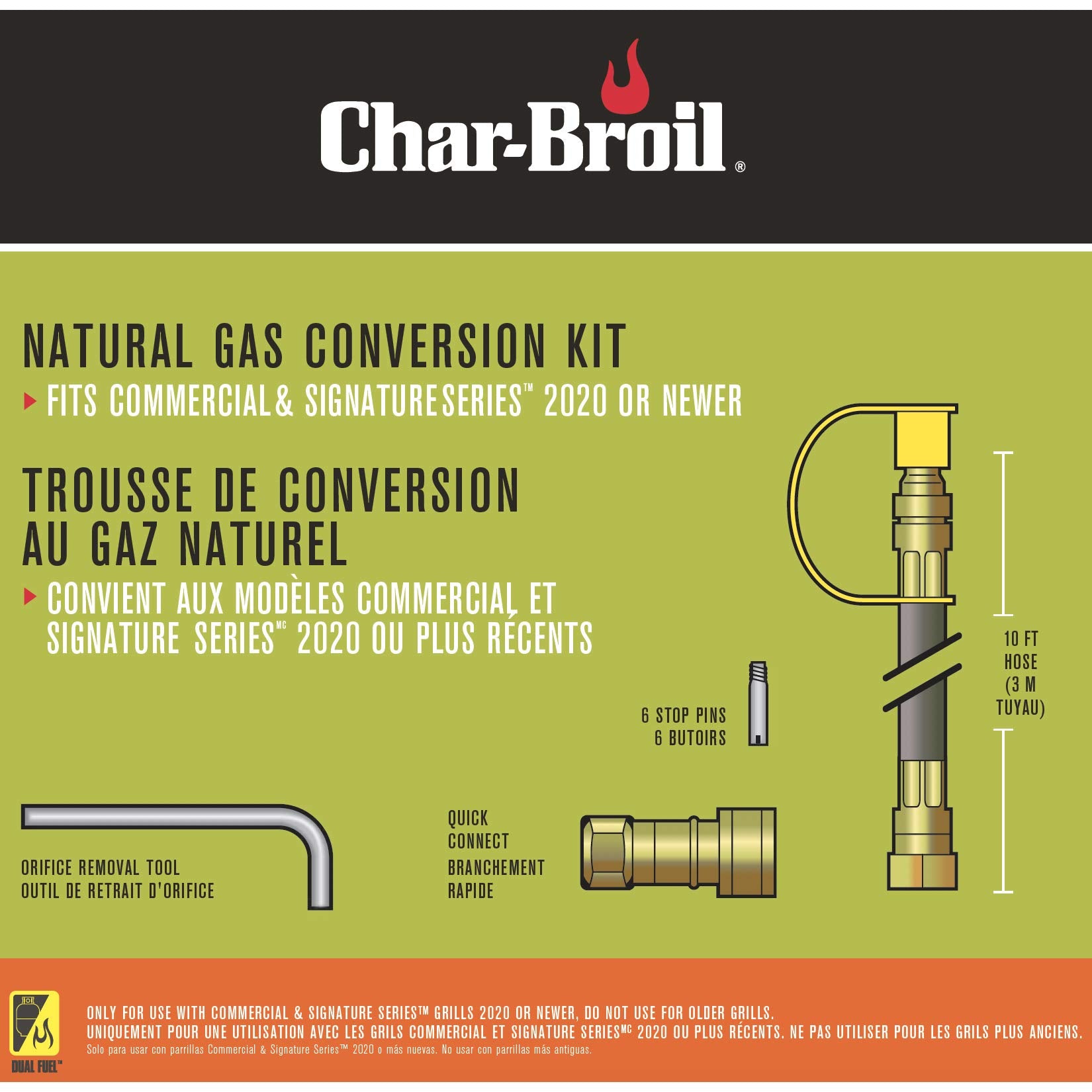Charbroil 10 ft hose attached to grill demonstrating natural gas hookup convenience benefit